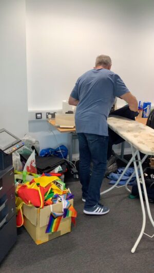 Nigel Owens Instagram - Well well I can’t believe. He does have a caring side. Ironing my shirt for @JonathanS4C @JiffyRugby @Sarraelgan @S4C 
Bois bach 😂