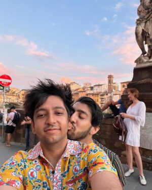 Nik Dodani Instagram - it’s my sweet boyfriend’s sweet birthday. attached pls find bts photos from our all-brown adaptation of call me by your name. the last pic is my favorite of us. happy birthday anuj 💋