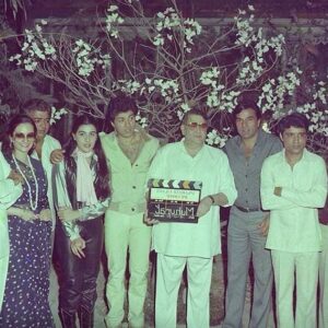 Nikhil Dwivedi Instagram - Such Giants at the 'mahurat' of #Betaab in 1981.
#DevSaab is absent, only because he was the same age as #SunnyDeol & hence a direct rival 😉😜😛
#Legends