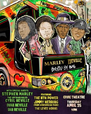 Nikki Glaspie Instagram - Woooooo. We are excited for this one! We are kicking off night one of Jazzfest with legendary families in music. What an honor it is to share the @civicnola stage with greats @stephenmarley @ivanneville @cyrilneville @ianneville504 @ranoymusic @officialjimmyherring and more! Get your tickets now. This is most definitely a hot item! Ticket link in bio! #thenthpowerlovesyou