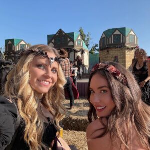 Nikki Griffin Instagram - Had the most magical time at the Renfaire on Saturday with the lovely Lady Lyndon Smith. We enjoyed the stunt performance of Aaron Bonk as he dazzled with his whips and swords. We threw axes- both of us hitting the target, but never managing to make it stick. And we danced, drank and pet llamas! Huzzah!

#renaissancefaire #renaissancepleasurefaire #huzzah