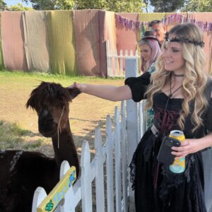 Nikki Griffin Instagram - Had the most magical time at the Renfaire on Saturday with the lovely Lady Lyndon Smith. We enjoyed the stunt performance of Aaron Bonk as he dazzled with his whips and swords. We threw axes- both of us hitting the target, but never managing to make it stick. And we danced, drank and pet llamas! Huzzah!

#renaissancefaire #renaissancepleasurefaire #huzzah