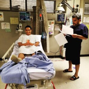 Noah Gray-Cabey Instagram - Throwback to when I was sick in bed and had the best damn nurse in the biz @loueyfromthehood #codeblack #backtoinsta