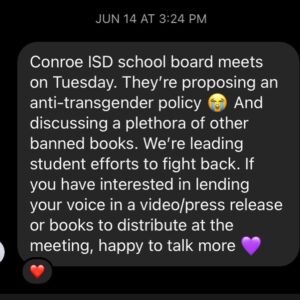 Ocean Vuong Instagram - UPDATE ON TEXAS BOOK BAN:

Thank you so much for the outpouring of love and support after the Conroe ISD book ban last month, a ban that actually began in 2023 (as reported by a nonprofit tracking book bans—slide 2). I have been informed by so many community members fighting this fight (some for years now) on the ground and the situation is even grimmer than I imagined. There are concerted, conservative movements across the country to take over local school boards and control the material folks have access to. It is savvy, well organized, funded, and often using loopholes and euphemisms like “circulation” or “logistical” issues to effectively ban books without repercussions or resistance. But the young people on the ground are paying attention and keeping their communities accountable. 

My incredible publisher @penguinpress has donated copies of my novel to @thewoodlandspride , who will distribute them to anyone in the Conroe area who wants one. Copies will also be available at the nearby LGBTQ youth org, There’s A room at Our Table. I hope the donation of these books to Woodlands Pride’s brand new library (which showcases many other banned books) will be seen for what it is: not just an act of corrective survival—but as a celebration of who we are, what we stand for, and how we choose to heal and hold one another. 

Special thanks to @cameronjsamuels and @studentsengagedtx for leading this fight long before my book was banned. Ever grateful for your courage. 🌱✨