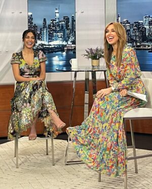 Odelya Halevi Instagram - @nbclawandorder talk this morning on @newyorklivetv with the gorgeous @sara_gore . Glam by @meredithbaraf . Hair by @dinadipietro . Dress by @inearnestofficial