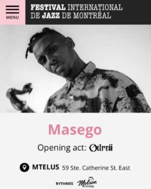 Odreii Instagram - I believe … this will be a night to remember at the @mtelusmontreal with @masego 🎷👑
🙏🏾 @festivaljazzmtl 
really looking forward to this one ☝🏾
you ready? 
July 4th 

#jazzfestival #masego #montreal #odreii