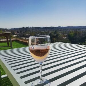 Omar Benson Miller Instagram - My glass is half full. Cheers to a wonderful weekend. A delicious Rose from @rajatparr #potd #wine #views