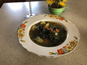 Orla Brady Instagram - Soup made from foraged nettles in the fields around here. I’m going native. Or mad. Tastes pretty good though. #veganfood #lockdown