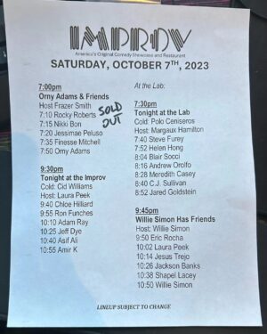 Orny Adams Instagram - Set times tonight! @ornyadams & Friends is SOLD OUT! Get the last tickets for the late show and Lab shows at hollywoodimprov.com #hollywoodimprov #comedy #saturdaynight