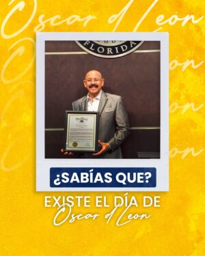 Oscar D'León Instagram - Quisiera contarles muchas anécdotas y momentos en mi carrera que me han hecho muy feliz, una de ellas son estas conmemoraciones especiales en varias ciudades, donde se celebra el día de Oscar D' León 🔥🔥.

El 17 de octubre de 2018, el alcalde de la ciudad del Doral, Juan Carlos Bermúdez, proclamó el día de Oscar d’ León.

Así tambien se proclamó en New York el 15 de Marzo de 1998, y la ciudad de los Angeles, en California tambien me otorgó este reconocimiento el 14 de mayo del año 2015.

¡Gracias por tanto cariño! A celebrar #sabrosooo y que viva 🇻🇪