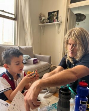 Osher Günsberg Instagram - Repost: 
@audreygriffen Thanks for being a good sport @osher_gunsberg ! 

I jumped at the opportunity to dress up as you for our friend’s birthday celebration. It amused me to no end. From razoring the @soho_hair_wigs_extension wig; to attempting to chisel out a semblance of your jaw from my jowls; to my amateur mic flips! 

#AndrewG #theOGOG #thisislove❤