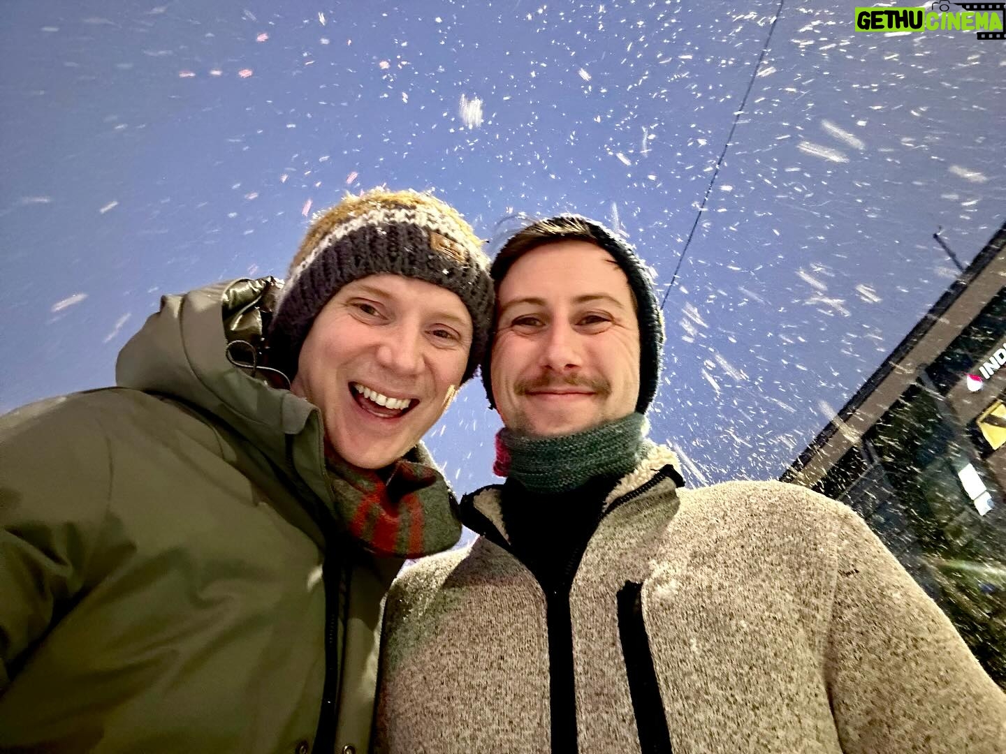 Owain Wyn Evans - 4.1K Likes - Feel very lucky to have had such a gorgeous weekend away with The Dr. in Oslo 🇳🇴 Snow, sunsets, toboggan rides in highly inappropriate footwear and optical illusions. What’s not to love darls?! X