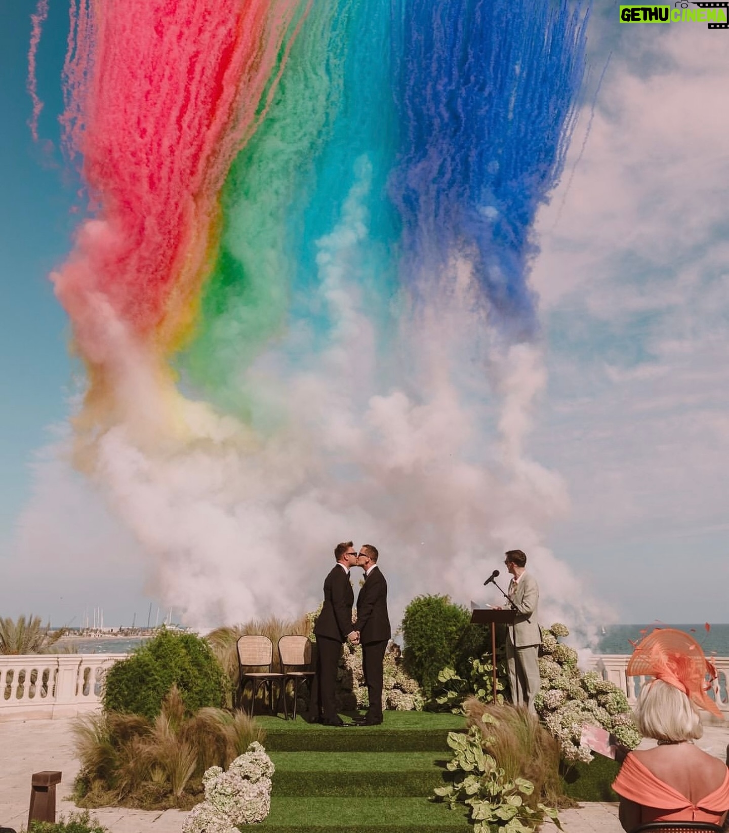 Owain Wyn Evans - 10.5K Likes - Gorgeous long weekend with The Dr. @arranjrees celebrating the incredible AND stunning wedding of gorgeous @realscottmills and @samvaughan89 🥰 ❤️ (With a little extensionette on the end to Barcelona!)