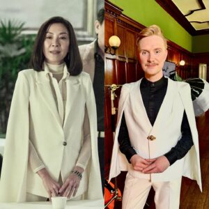 Owain Wyn Evans Instagram - Wanna feel fancy? Wear a cape suit! I saw Michelle Yeoh wearing this sen-sat-ional outfit on The Brothers Sun and the look inspired me to trawl the depths of the web to find something similar and self-style! ✨(I was also compared to Princess Leia and Count Dracula during filming, which quite frankly I’ll take as compliments 💅🏻 😂) Jaw dropping homes for you to see on our new series of Wales’ Home of the Year - coming soon to BBC One and iPlayer!