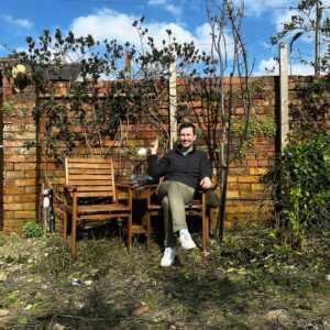 Owain Wyn Evans Instagram - When your garden is an absolute tip but you prioritise clearing the sunny spot 😊 ☀️ Happy Sunday honeys. Latest from here: Out of wine but feeling fine, having a lovely time 😎 xx
