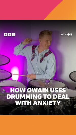 Owain Wyn Evans Instagram - As part of our Week of Wellness, Owain Wyn Evans shares how he uses drumming to deal with anxiety and stress 🧡

With some excellent drumming to @jessieware 🥁