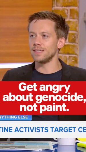 Owen Jones Instagram - Get angry about genocide, not paint.