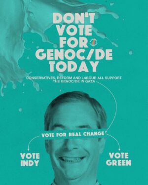 Owen Jones Instagram - 🚨 IF YOU ARE IN THE UK 🚨

Labour are going to win this election by a landslide, so now is the time to vote with your conscience and show up for independent and Green candidates in your area.

Labour, Conservative, and Reform have almost blanket support for the genoc/de in Gaza. Is that who you want to give your vote to?

Vote Green
Vote Independent
Free Palestine