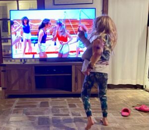 P.J. Soles Instagram - When the grandkids finally get to watch Nana on YouTube, Jade has to get up & dance, but River is amazed & in a trance! ❤️🎼🎸🎤🎬❤️ Thanks for the pics @robertbeastbest @dey_young_official ❤️