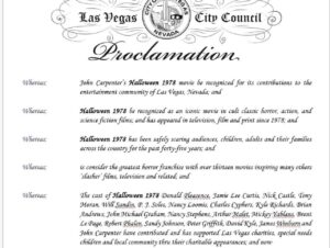 P.J. Soles Instagram - What a great time @frightmareinthefalls! Thank you to everyone especially @malfuncsean & @robertbeastbest ❤️🎃👻! Thank you to the city of Las Vegas & @paulcaseyentertainment for this Proclamation declaring that Oct. 31 will now be known as “HALLOWEEN 1978 DAY”! “TOTALLY” awesome. 🎃🎬🧡