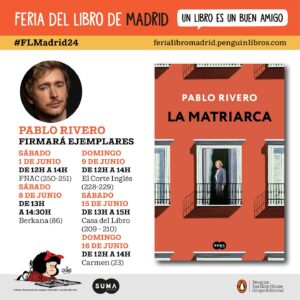 Pablo Rivero Instagram - Me complace volver a compartir la gráfica con mis firmas en la #flmadrid24 pero esta vez añadiendo una nueva cita que me hace mucha ilusión. Será este domingo en la casete de @elcorteingles de 12:00 a 14:00 🍾 Nos vemos el fin de semana o antes a partir de este miércoles en el @elpavonteatro donde estamos representando #laimportanciadellamarseernesto 😊 @sumadeletrased @penguinlibros