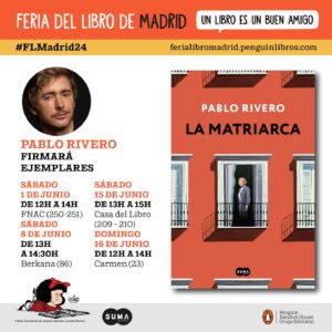 Pablo Rivero Instagram - Muchísimas gracias a todos los lectores, ya muchos amigos, y a todo el equipo de la caseta de @fnac_esp @sumadeletrased y @penguinlibros por hacer que ayer, primera firma de la #flmadrid24 , fuera tan especial ❤️ Nos vemos el sábado que viene de 13:00- 14:30 en la caseta de Berkana// sábado 15 de 13:00 a 15:00 en la de La casa del libro y el domingo 16 de 12:00 a 14:00 en la de La Librería Carmen ☺️ 
PD: Gracias por las fotos!!