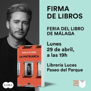 Pablo Rivero Instagram - Ya estoy de vuelta de Bilbao y Barakaldo (muchísimas gracias a todos los lectores que se acercaron a la firma y llenaron el teatro) y con muchas ganas de todo lo que viene la semana que viene: Sant Jordi en Barcelona, presentación y firma en Motril y la feria del libro de Málaga. En el carrusel está toda la información, espero que nos veamos. Gracias 🌹#lamatriarca 
 @sumadeletrased @penguinlibros 
PD: en Málaga también estaremos con@la función pero ya no quedan entradas, gracias!