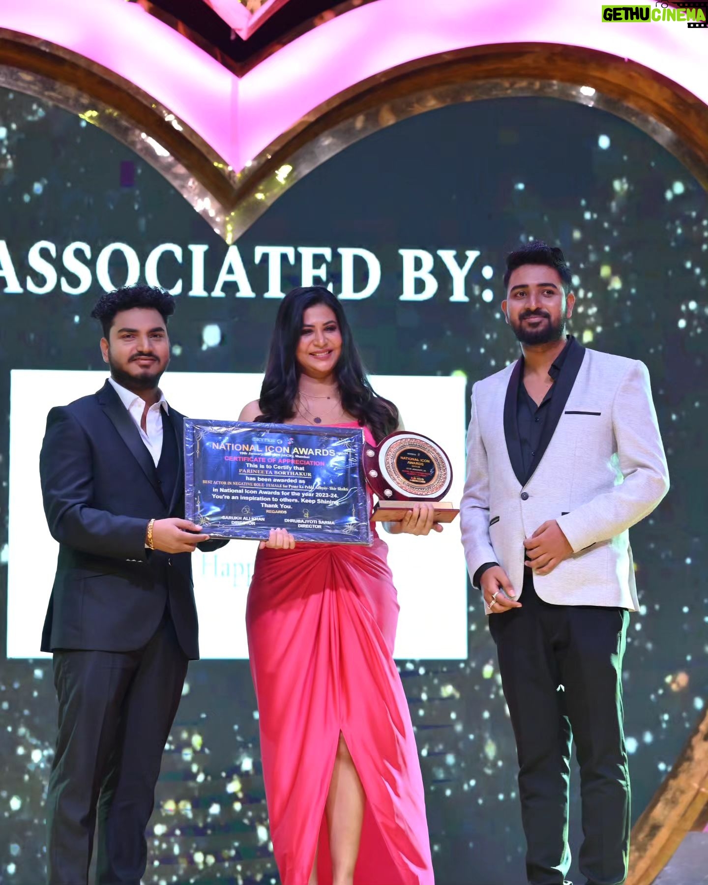 Parineeta Borthakur - 3 Likes - It was an honour to receive the National Icon Awards (2023-24) for the best actor in a negative role for Pyar Ka Pehla Aadhya Shiv Shakti on @zeetv as Mandira Kashyap on 19th January'24.
Thank you @itsprateeksharma @paasha91 for believing in me.
@prateekshah1 you are the best director I have worked with on TV. Thank you for bringing out the best in me.
Can't thank all my co-actors enough for the encouragement, specially @jhummamitra (my partner in crime 🤪)
Touch-wood, we have an amazing cast and this is one of the best crew and team @avhiroopmazzumdar @studiolsd_ @anil_kunwarr #lakshmanshukla
Special thanks to @sarukh_ali_khan
and @dhrubasarma01 for the recognition.
Styled by @yourstylistforever
Helped by @deepalibabar06
Make-up by @afzal_shaikh_04
Hair by @pritiprajapati904
Outfit @myclo.in
Jewellery @adwitiyacollection
Jewellery PR @mediatribein
Heela @tic_tac_toe_store
Assisted by @sachinyadav6126
.
.
.
#ParineetaBorthakur #mandirakashyap #ShivShaktiOnZeeTV #pyarkapehlaadhyayshivshakti #indianactor