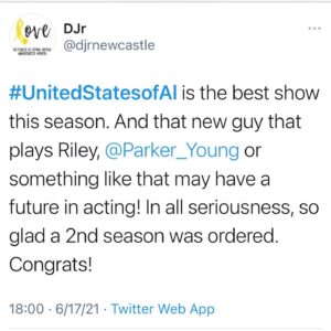 Parker Young Instagram - We’re back!  Huge thank you to everyone who made this possible, and especially to our incredible audience.  I see the outpouring of support, and it truly means the world. 

See you Thursday nights 👊🏽