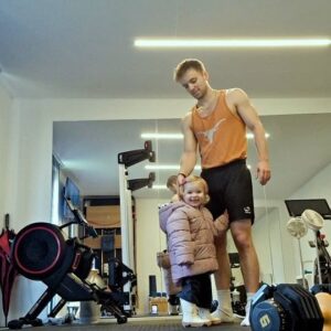 Parry Glasspool Instagram - Still shaking off the xmas dust....

Again, I just did, as many reps and sets as I felt like. Making sure to hit some quads, hams, and glutes (front, back, and BATTY - for those who like it simple)

Then I got a little dopamine rush from the apple of my eye to top if off!

Cheeky shoutout to the @officialtpdtv crew, whose Ibiza video provided me with both entertainment and fomo...Check them out!

1️⃣ 3 x 12-15 Goblet Squats
2️⃣ 3 x 8 - 10 RDLs
3️⃣ AMRAP - Toddler Time
4️⃣ 3 x 10-12 Split Squats
5️⃣ 3 x 12-15 Sissy Squats
6️⃣ 3 x 10-12 Hip Thrusts

#fitness #dumbellworkout #lowerbody #homeworkout