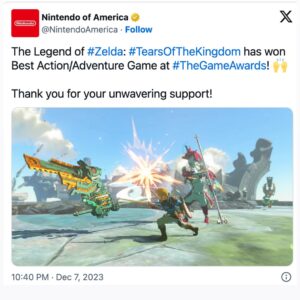 Patricia Summersett Instagram - This was a big year. Life, travel, family, curiosities. And I got to be a part of this crazy thing 🌸

A heartfelt thanks to all those I’ve met and communed with in 2023. 

Congratulations to the Nintendo team who birthed this beast of beauty. 🎉

#Zeldatotk
#legendofzeldatearsofthekingdom