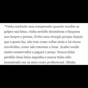 Patricio Freire Instagram - No domingo passei por uma delicada cirurgia na cervical para tentar voltar a lutar normalmente. Haviam vários riscos envolvidos, motivo pelo qual vinha optando por um tratamento conservador. Mas isso contribuiu diretamente para minhas duas derrotas recentes e o primeiro - e espero que último - nocaute sofrido na minha carreira. Felizmente, graças a Deus e ao dr. Marco Moscatelli e sua equipe médica, a cirurgia foi um sucesso, poderei lutar novamente e estou me sentindo ótimo. Em 6 meses estarei de volta e em plenas condições.

On Sunday I went through a delicate surgery on my neck to try to return to fighting normally. There were several risks involved, reason why I had opted for a conventional treatment first. But this contributed directly to my two recent losses and the first - and I hope the last - knock out suffered in my career. Happily, thanks to God, dr. Marco Moscatelli and his medical team, the surgery was a success. I'll be able to fight again and I'm feeling great. In 6 months I'll be back in perfect condition.