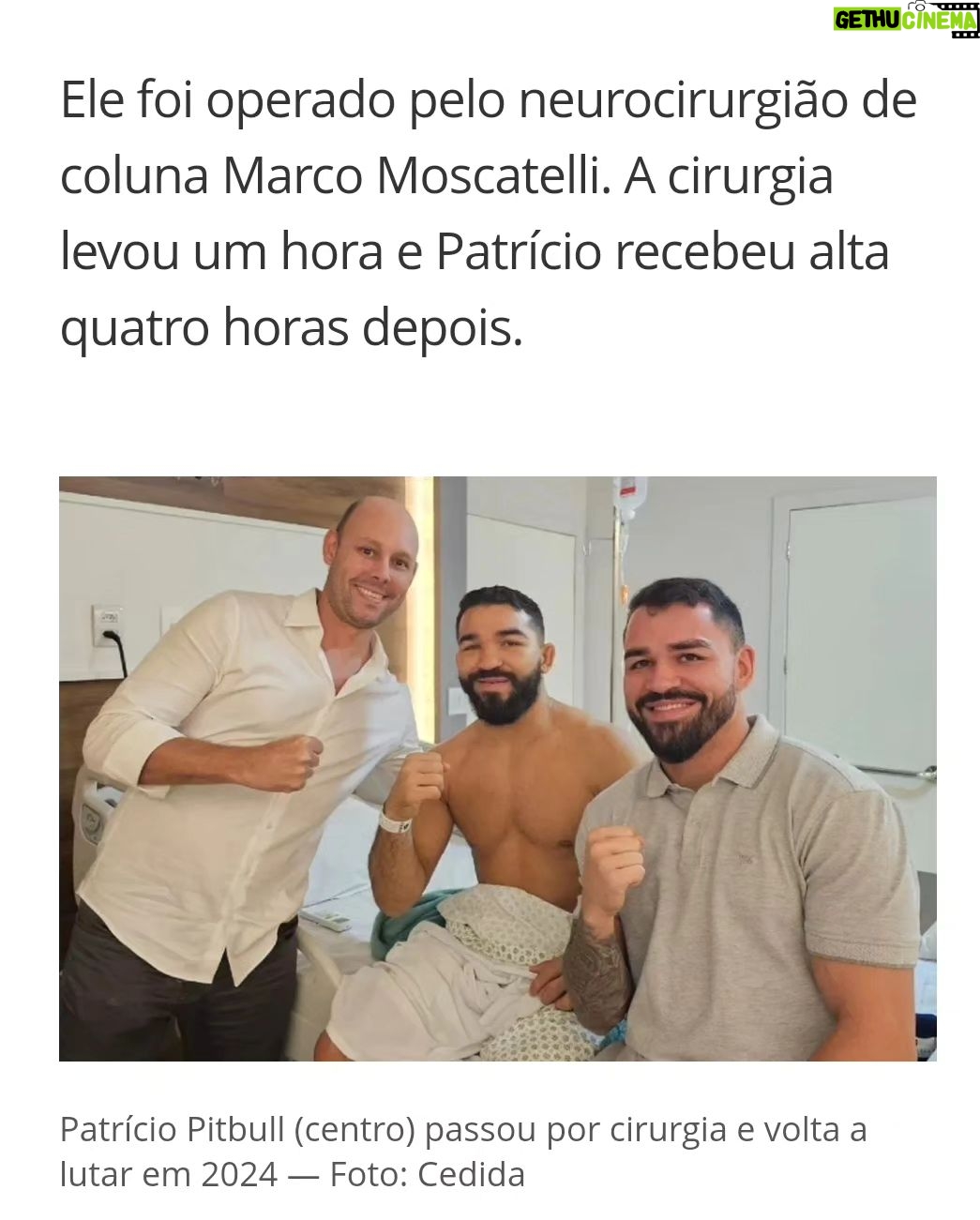 Patricio Freire - 3K Likes - Honrado em ser o Cirurgião desse que é o maior lutadores de MMA - @bellatormma do Mundo.
Informando a todos que nos perguntam sobre o caso de @patriciopitbull, o Campeão sofria de fortes dores na cervical o qual tratamos por 1 ano sem melhoras, o qual evoluiu com dormência no Braço esquerdo e perda de força após 2 lutas consecutivas.
Procedimento escolhido foi a Cirurgia Endoscópica da Coluna onde atravĆ©s de um acesso minimamente invasivo de 7mm, acessamos a coluna do nosso CampeĆ£o com um Endoscópio @riwospine para podermos retirar o fragmento discal do nĆvel C6-7 esquerdo.
Cirurgia durou aproximadamente 1h com alta após 4hs do procedimento sem a necessidade de fixação ( artrodese ).
Patricio se recupera muito bem, sangue de guerreiro e queixo de ferro como ele mesmo diz.
Esperamos uma recuperação rÔpida para retorno precoce ao que mais ele gosta de fazer...
#cirurgiaendoscopicadacoluna
#endoscopicspinesurgery
#riwospine
#neurolifenatal
#neurocirurgiãodecoluna
#herniadediscocervical
#qualidadevida
#Campeão
#patriciopitbull
#pitbullbrothers
#marcomoscatelli