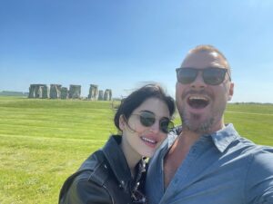 Patrick John Flueger Instagram - Stonehenge!!!! Swipe for a true progression of joy•
•guys I love me some history. It’s my f-ing favorite thing. I’ve been obsessed with Stonehenge since I was very small….I finally saw it in real life 🤯
DUDES! 😮 🇬🇧 #PaddyAndReemsKingUKongAdventure #HistoryGeeking