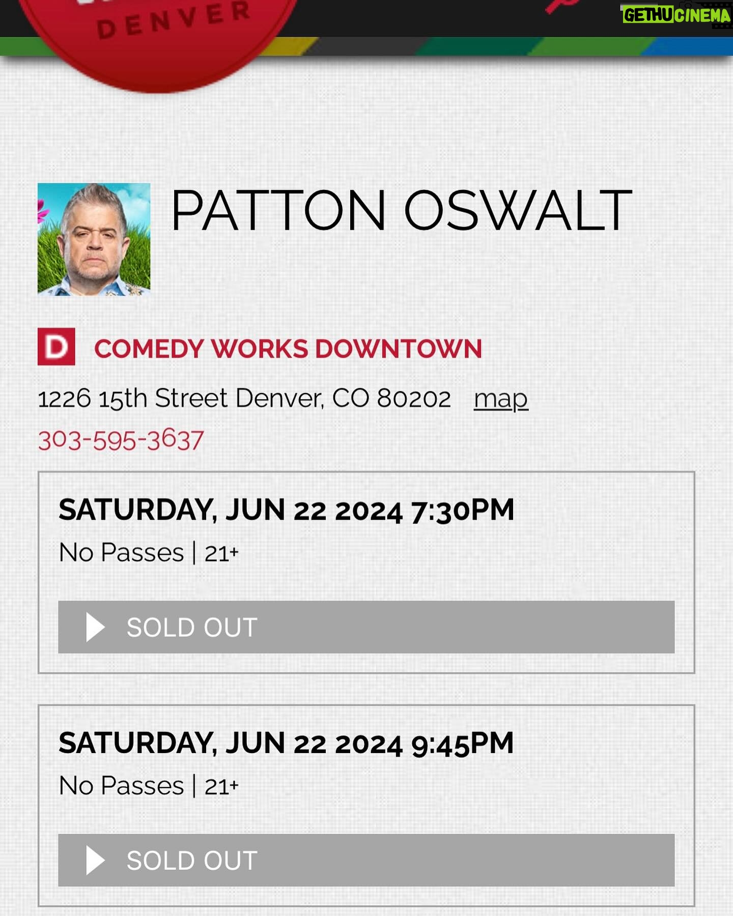 Patton Oswalt - 1.2K Likes - Oh hell yes. Thank you Denver. Thank you @comedyworksdenver. See you tonight!