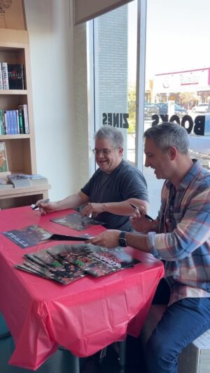Patton Oswalt Instagram - An inside look at yesterday’s signing for the latest Minor Threats. So many cool people (and puppies 🐶) came by @theshq ! 

More LA area signings coming 🔜

#minorthreats #darkhorsecomics #thealternates #newcomicbookdaywednesday #newcomicbookday #ncbw #ncbd #pattonoswalt #jordanblum #readmorecomics #newcomicsthisweek #comicbooksigning #bulldogmoments #comicsigning