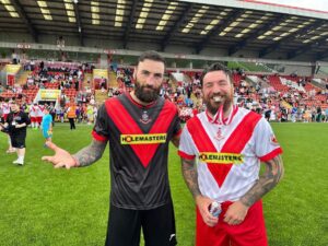 Paul Craig Instagram - I was lucky to be asked to play as part of a Charity Football Match at the Excelsior Stadium in support of The Schiehallion appeal at Glasgow Children’s Hospital