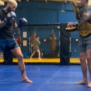 Paul Craig Instagram - 10 hard weeks nearly done for @paulcraig. 1 last session to go with him before heading to Rio 🇧🇷

Worked very hard at implementing a game plan under the watchful eye of @higher_level_mma 

Totally different striker to 10 weeks ago with confidence through the roof 📈