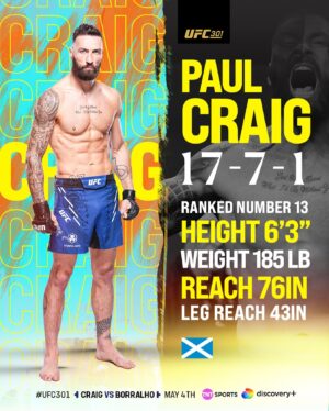 Paul Craig Instagram - MON THE BEARJEW! 🐻🏴󠁧󠁢󠁳󠁣󠁴󠁿

@paulcraig is back in the UFC Octagon this weekend 😍

#UFC301 | Saturday | LIVE on TNT Sports & discovery 