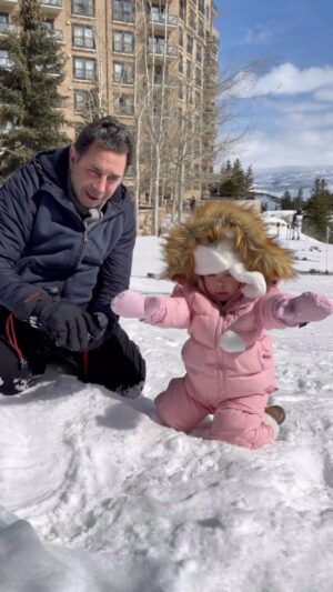 Paul Nassif Instagram - Paulina throwing (or dropping) her first snowball! 😅❄️

#tbt #throwbackthursday #snow #snowday #snowball #girldad #prouddad