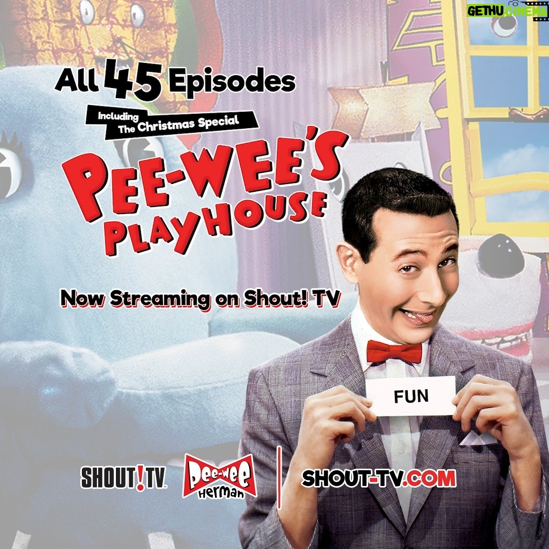 Paul Reubens - 10.7K Likes - 🎉 Surprise! All 45 episodes of Pee-wee’s Playhouse are now streaming FOR FREE on Shout-TV @shoutfactorytv! 📺 Come on in, and pull yourself up a chair (like Chairry!) #LinkinBio
#PeeweePlayhouse #ShoutTV #PeeweeHerman