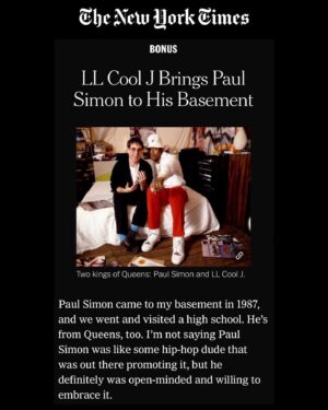 Paul Simon Instagram - Recently, @llcoolj spoke to @nytimes about the evolution of Hip Hop and the role he played in the genre. Here he can be seen with Paul in the basement of his Queens, NY home in 1987. Read more about the day the, “two kings of Queens” met at the link in stories. #50yearsofHipHop

📷: New York Times