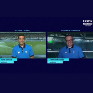 Paulo Andrade Instagram - Prazer voltar a trabalhar na mesma empresa que o parceiro, amigo e craque @everaldomarques1. Nesta noite, ele em Sampa e eu no Rio, nos cruzamos no ar.