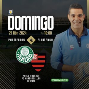 Paulo Andrade Instagram - Estarei no gigante PALMEIRAS x FLAMENGO, neste domingo, às 15h30, ao vivo no @premiere! 

Terceira rodada do Brasileirão 2024, com comentários de @vasconcellospaulocesar e @graffa23tv!

Vai ser bom demais. Bora!