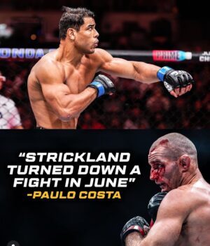 Paulo Costa Instagram - Pra não deixar ninguém  na dúvida ou sem entender, o @UFC me ligou e me ofereceu uma luta contra Strickland no dia 1 de junho. Eu concordei e disse SIM para esta luta , porém  o @UFC disse que ele recusou. Mais tarde o próprio @stricklandmma disse que quer mais dinheiro pra isso. Trecho foi trago à tona por mim em um podcast em inglês chamado @thecoachandcasual , espero ter ficado claro 👍🤜🤛🔥🧃