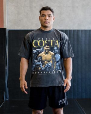 Paulo Costa Instagram - Paulo only goes to the 100% Natty gym. The Secret Juice man Paulo Costa x Full Violence is now live. Ships in 2-3 weeks. Sales close on 6/22. 🧃

Link in bio at FullViolence.com