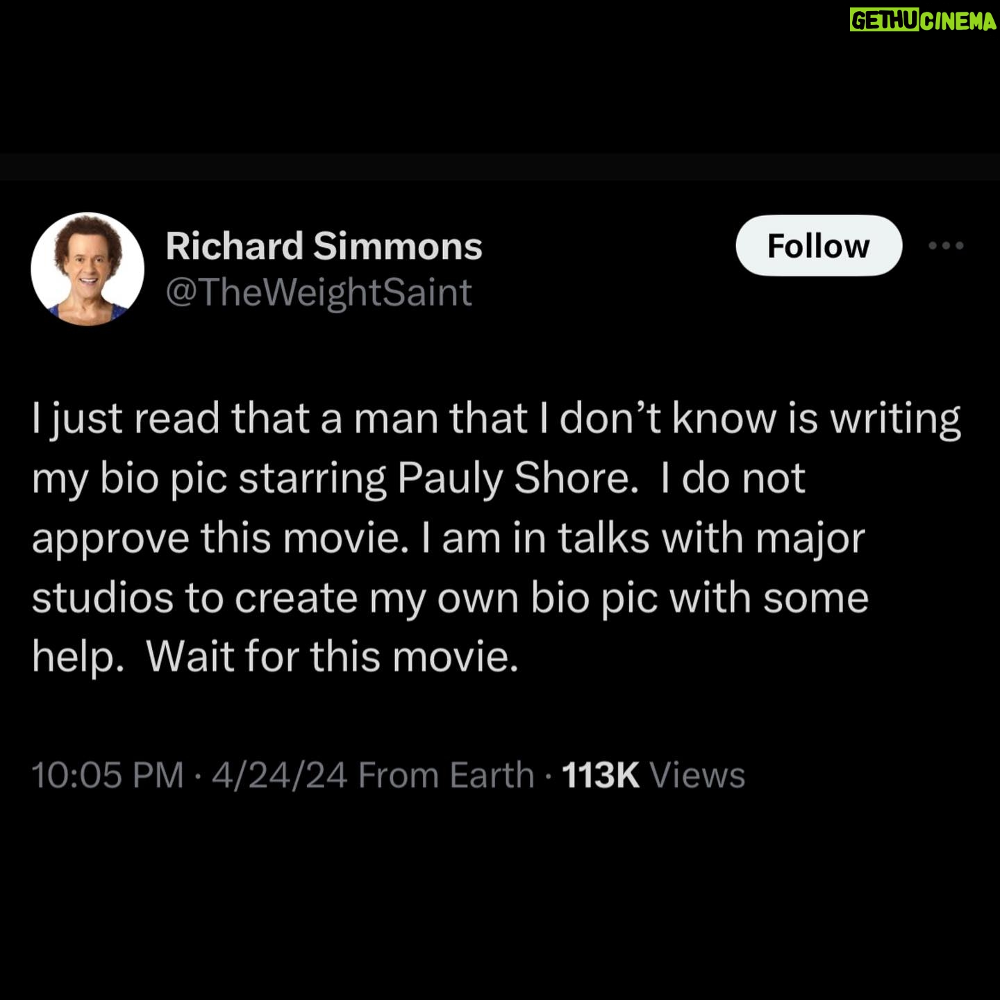Pauly Shore - 31.2K Likes - You guys, I was up all night crying regarding Richard Simmons’ tweet. Richard, how do you not approve of this movie? I mean, really, who’s better to play you in a movie than ME? Leonardo DiCaprio’s not gonna play you. Brad Pitt’s not gonna play you. I’m perfect. Everyone already thinks I’m you. We’re the same. Beautiful, inside and out. Hellll yea!
Richard, you haven’t even heard the pitch. Why don’t you simply let me come over to your house, bring you some warm matzo ball soup and a pastrami sandwich with dark mustard from Canters, rub your feet, and we can listen to the writer, Jordan Allen-Dutton, pitch you our idea?
I know you, Richard. We used to hang out back in the day. I’d always see you at The Comedy Store. You’re my old buddy. Richard, you’re going to love our movie. We’re going to make the most beautiful cinematic masterpiece that’s going to honor you in a way that you’ll drop to your knees and cry with joy and happiness.
And I also heard the good news that you’re in talks with studios to do a biopic about yourself. That’s amazing! The more movies about you, the better! You deserve it. There should be hundreds made.
But as you know, many biopics are made without the subject agreeing to be part of it: Elvis, Stephen Hawking, Marilyn Monroe, Steve Jobs and many, many more. Some of them turned out good, some of them turned out bad. Mine is going to turn out amaze-balls. So... let me know when you want me to come over with yummy food from Canters, and Jordan and I will pitch you in your living room. I love you, Richard, and so did my mom.
Love you always,
Your old friend Pauly Shore
@theweightsaint