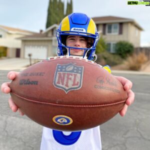 Paxton Booth Instagram - Sundays are hard without football. So here’s some pics of me in @jhekk Super Bowl helmet and jersey 🏈 Thanks Johnny for always being so rad! Go @rams 💙💛