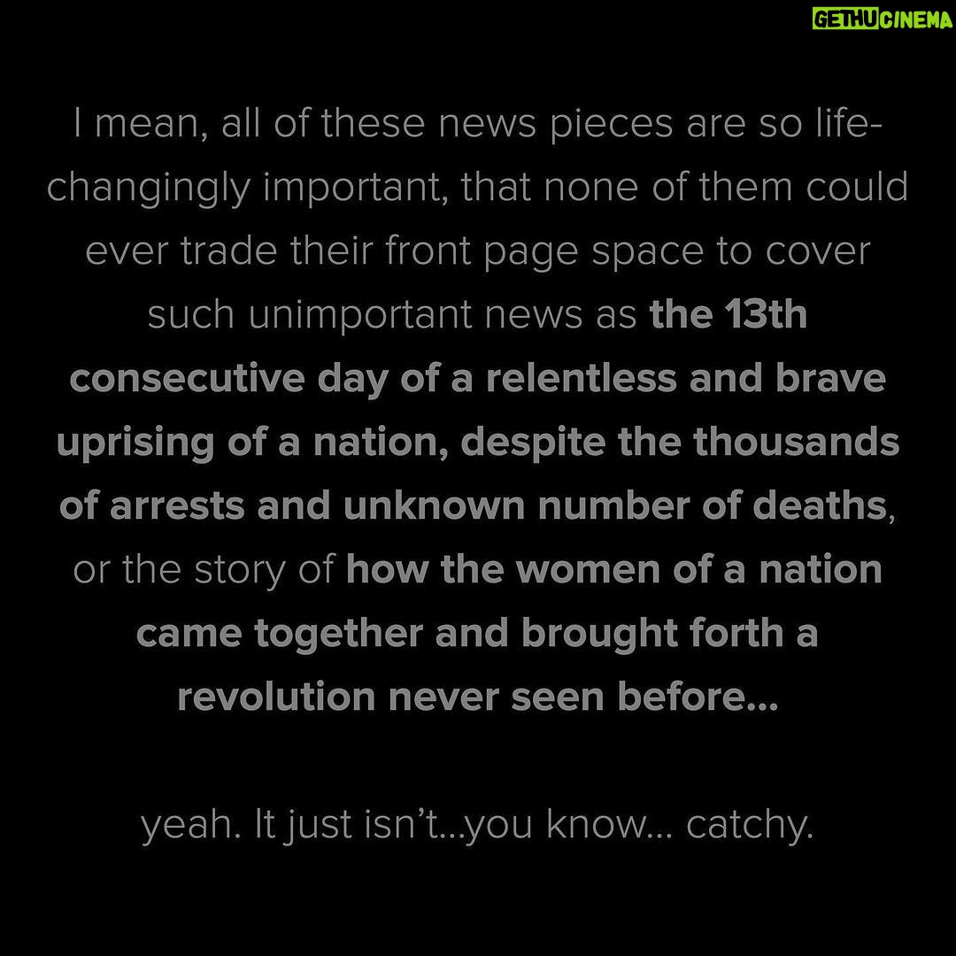 Pegah Ghafoori - 1K Likes - Taking a moment to applaud these news networks and the journalist’s creed they swore to.
@iman.kay said it best.