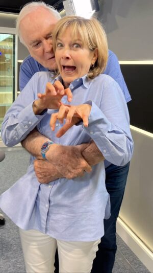 Penny Smith Instagram - Messing about with comedy legend John Cleese @johncleeseofficial for @scalaradiouk - couldn’t decide whether I was being a dinosaur (he has a show named that) or a Siberian hamster (as in Manuel’s rat) … Listen to the interview on the website scalaradio.co.uk